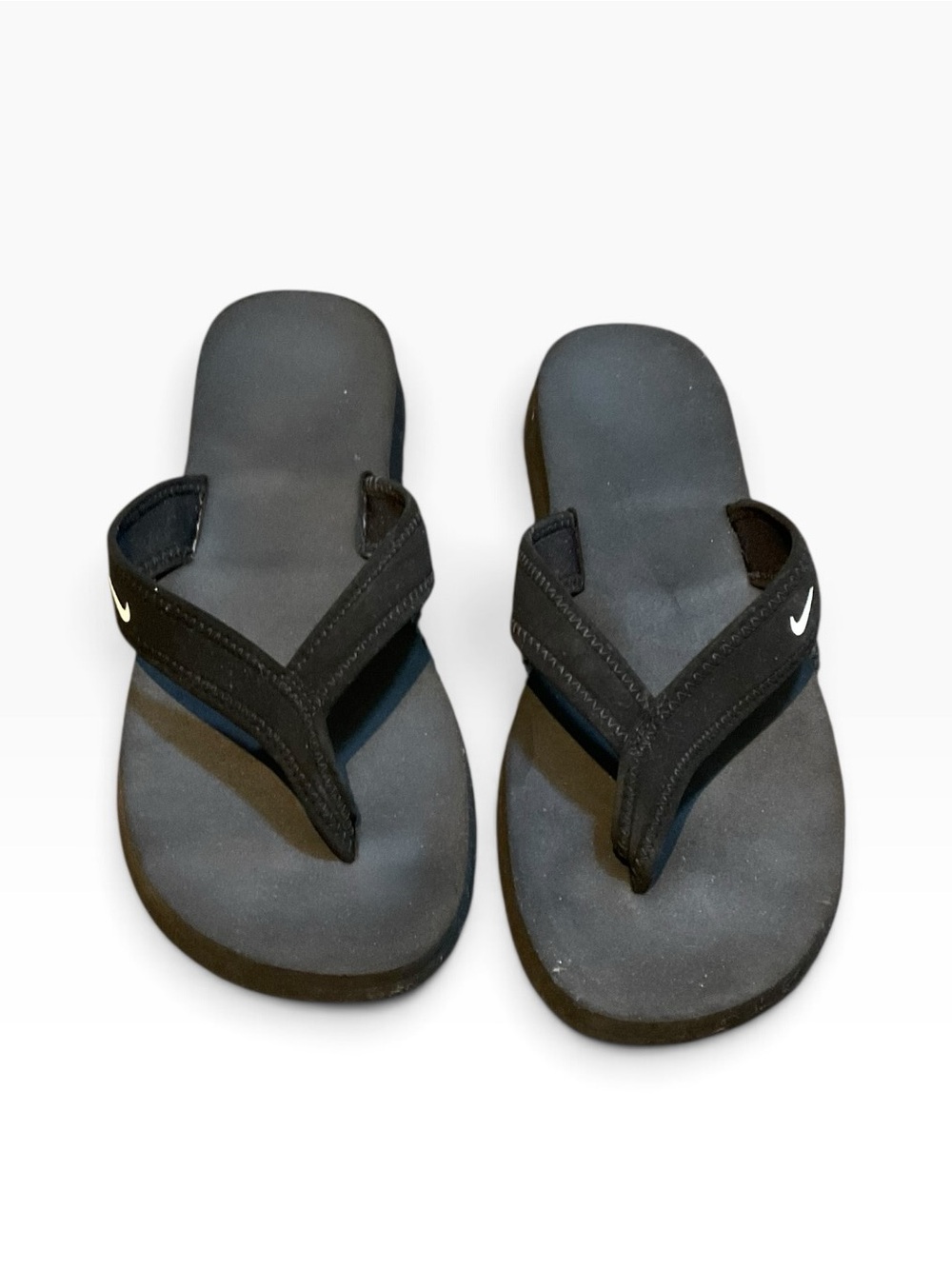 Nike Black Flip Flop Sandals with White Swoosh